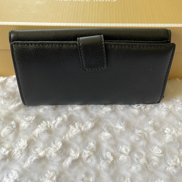 Michael Michael Kors Black Florence Large Billfold Leather Wallet Clutch - Picture 2 of 9